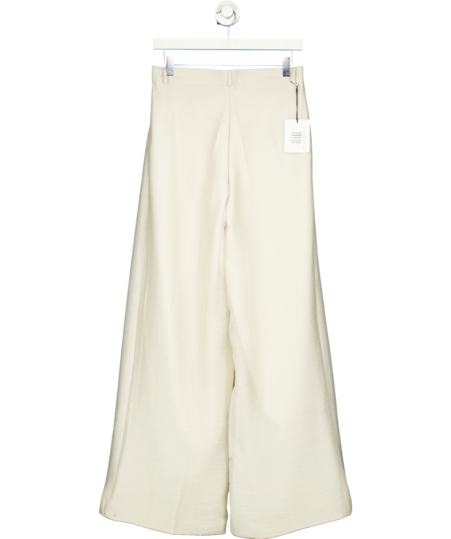 Marcela Beige Azul Silky Wide Leg Pants In Oyster UK S