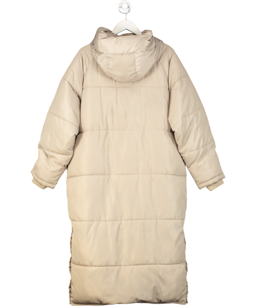 ZARA Cream Ecru Water Repellent Long Puffer Coat UK M
