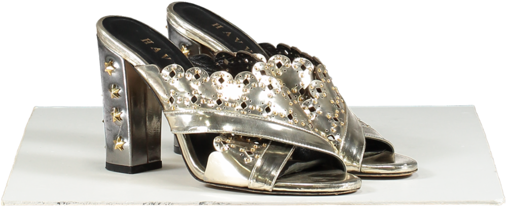 Havva Metallic Embellished Heeled Sandals UK 5 EU 38 👠