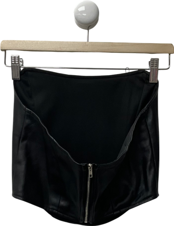 4th & Reckless Black Pu Corset Top In Bla UK 8