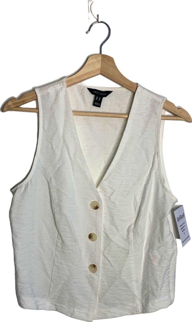 New Look White Sleeveless Buttoned Blouse UK 10