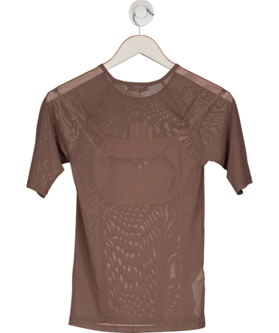 MANGO Beige Knit Semi-transparent Top With Bra Top UK S