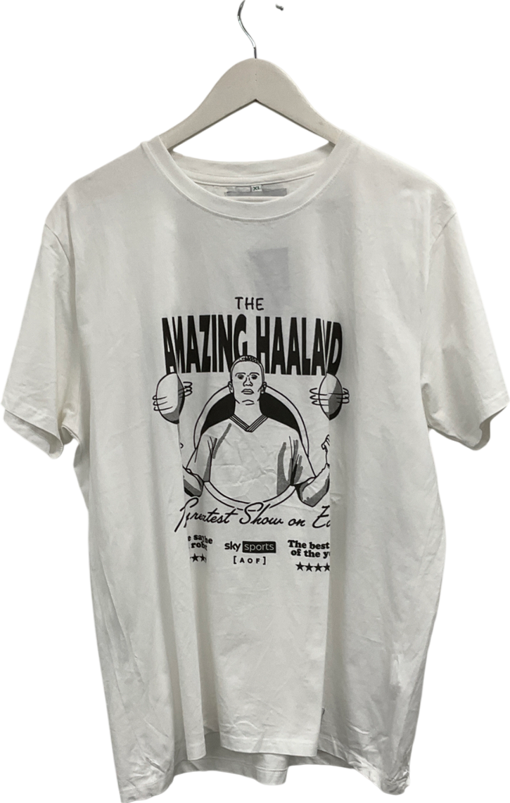 Art of football White The Amazing Haalad T-shirt UK XL