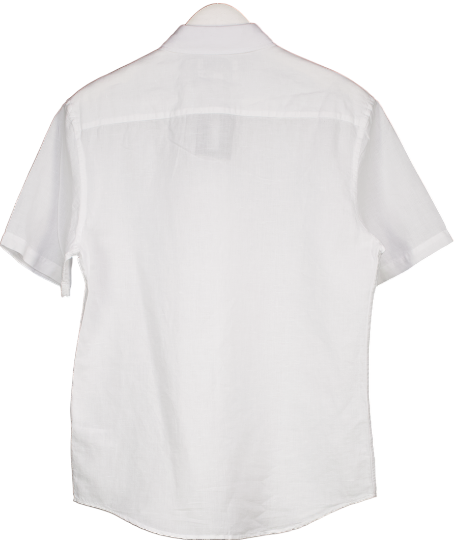 M&S White Linen Blend Short Sleeve Shirt UK S