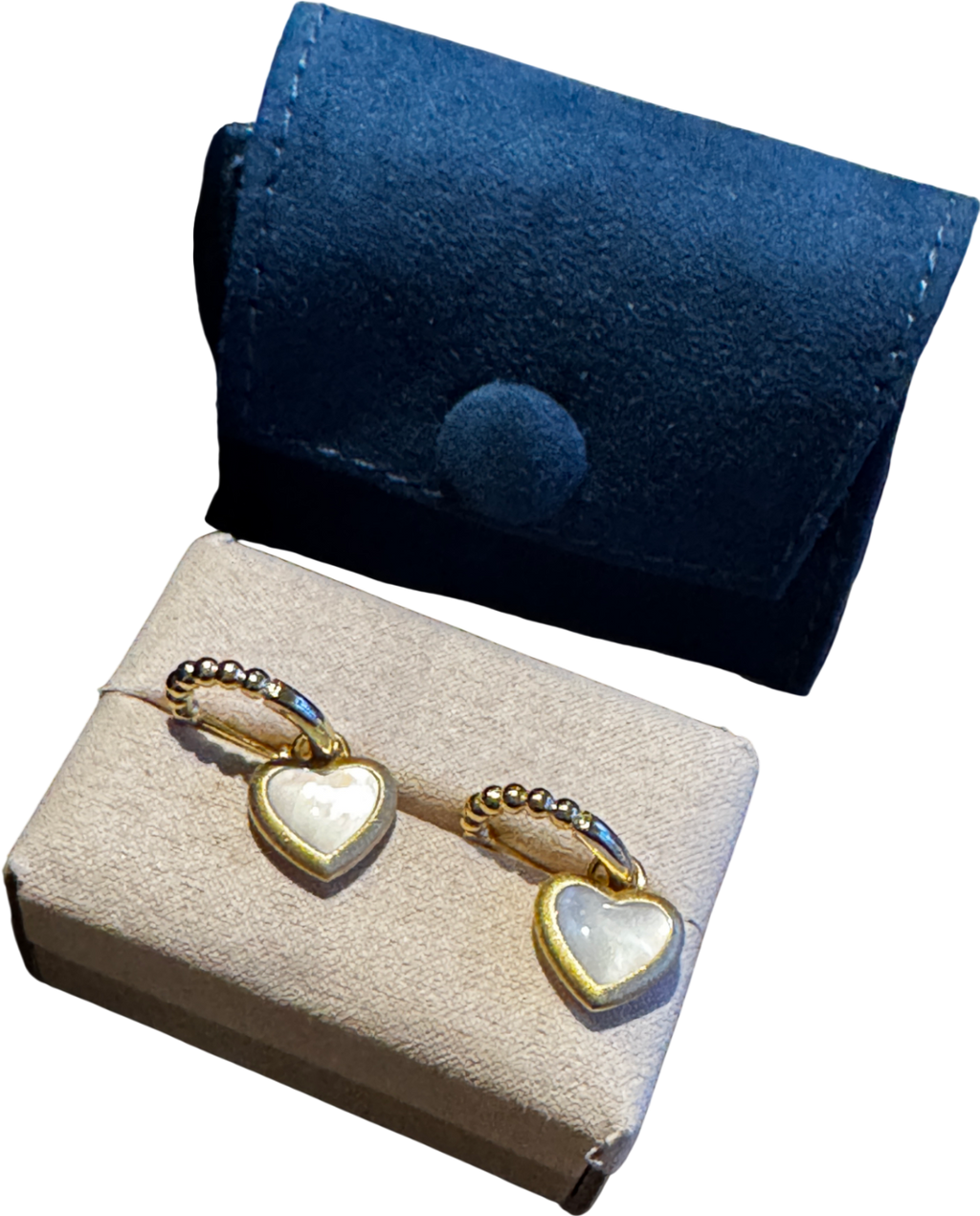GINGIBERI Yellow Gold Vermeil  & White Mother Of Pearl  Heart Hoop Earrings