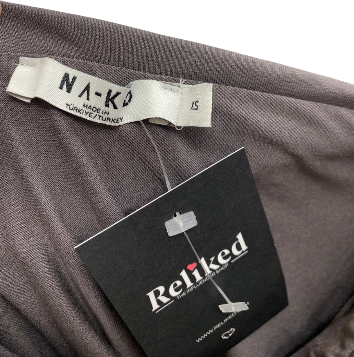 NA-KD Grey Off Shoulder Soft Line Long Sleeve Top UK XS