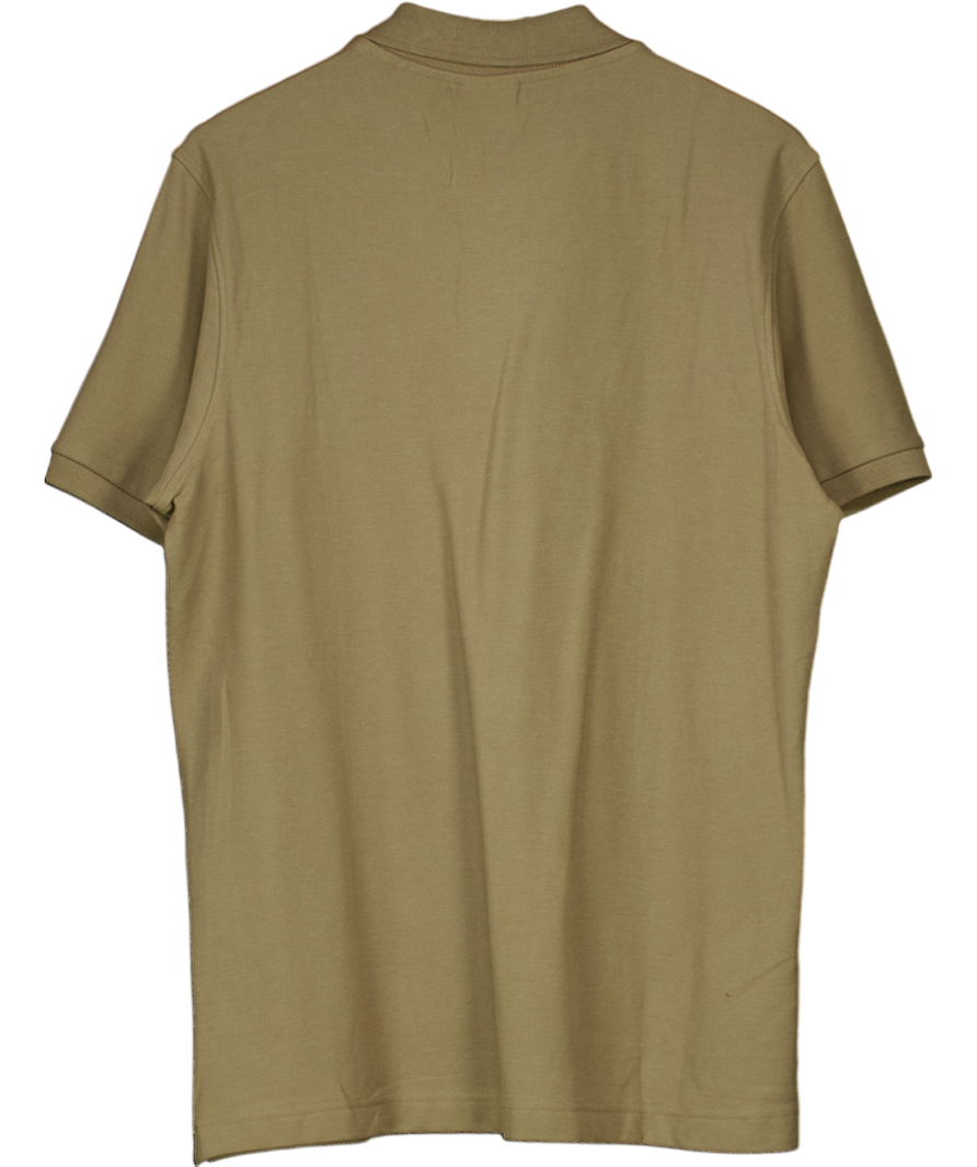 MANGO Light Khaki Green Cotton Pique Polo Shirt UK L