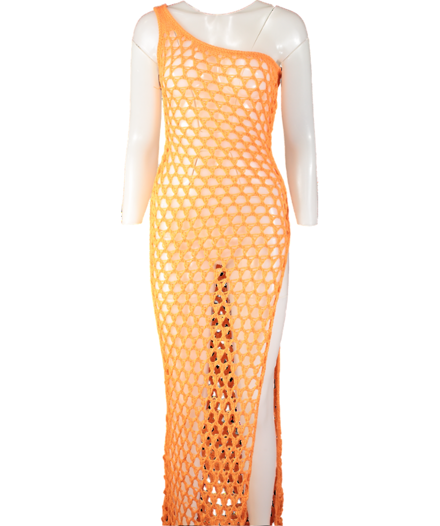 White Fox Orange In My Feelings Crochet Maxi Dress UK S/M