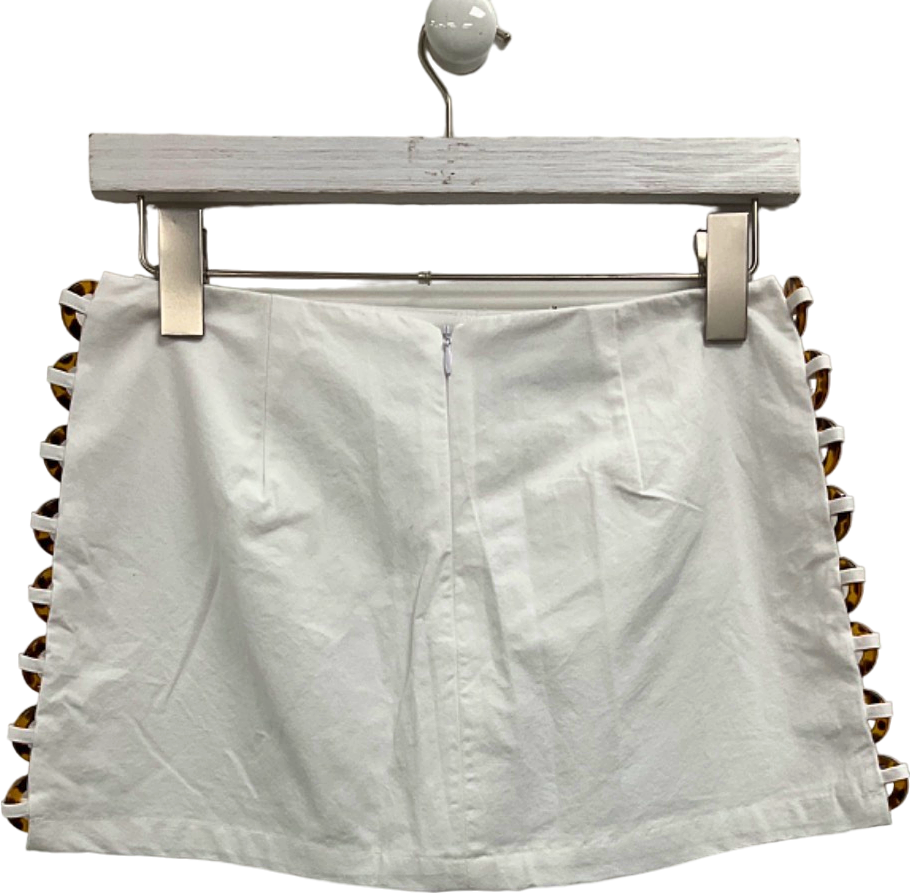 Zara White mini Skirt with Side Details XS