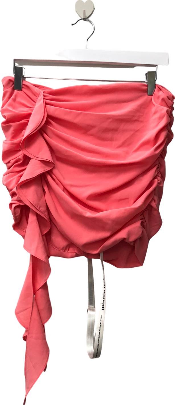 Mistress Rocks Pink Coral Gathered Mini Skirt UK M