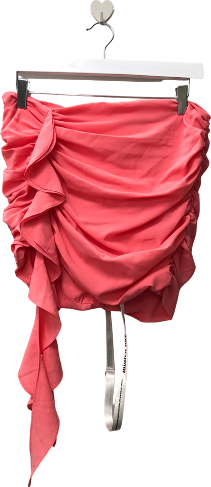 Mistress Rocks Pink Coral Gathered Mini Skirt UK M