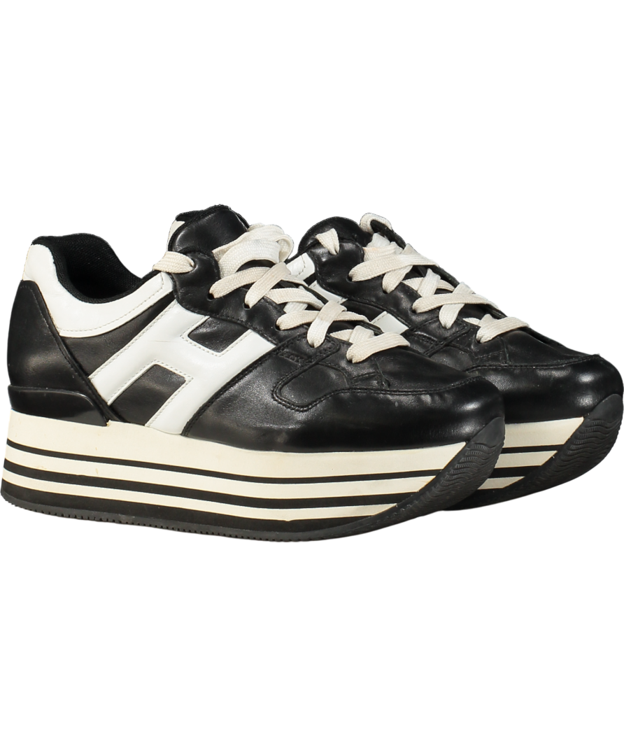 HOGAN Black / White Platform "H" Logo Trainers UK 5.5 EU 38.5 👠