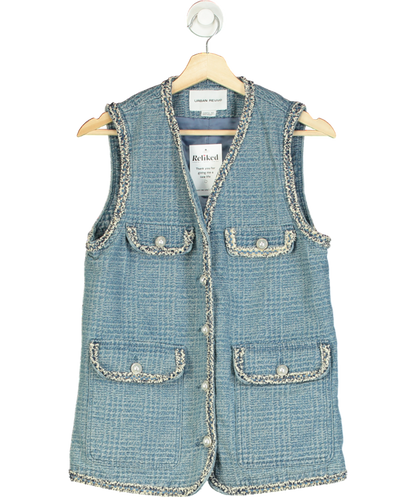 Urban Revivo Blue Denim Pearl Detail Vest UK 8