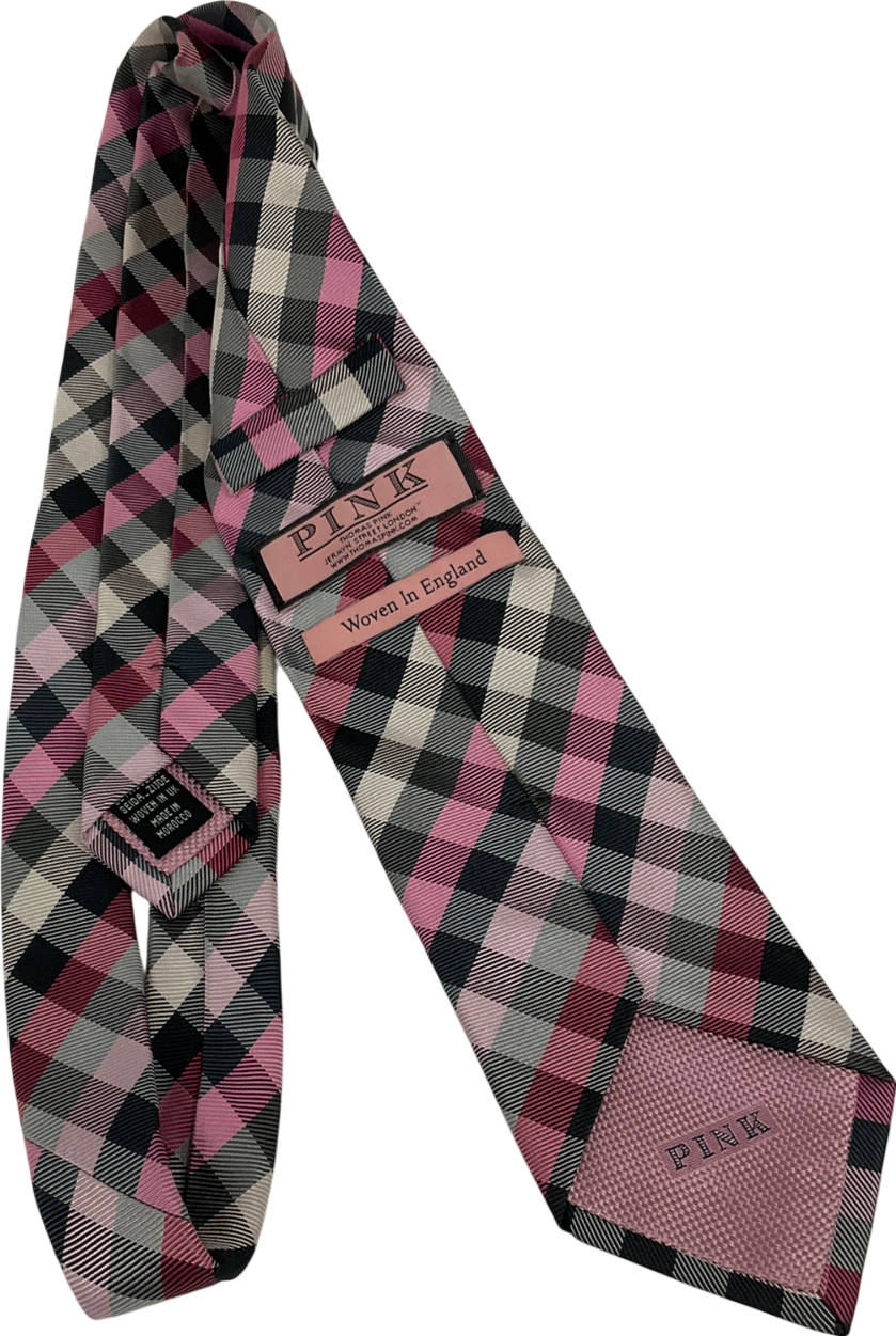 thomas pink Pink Square Design 100% Silk Neck Tie