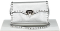Valentino Garavani Metallic pebbled leather Rockstud Flip Lock Flap Bag Silver