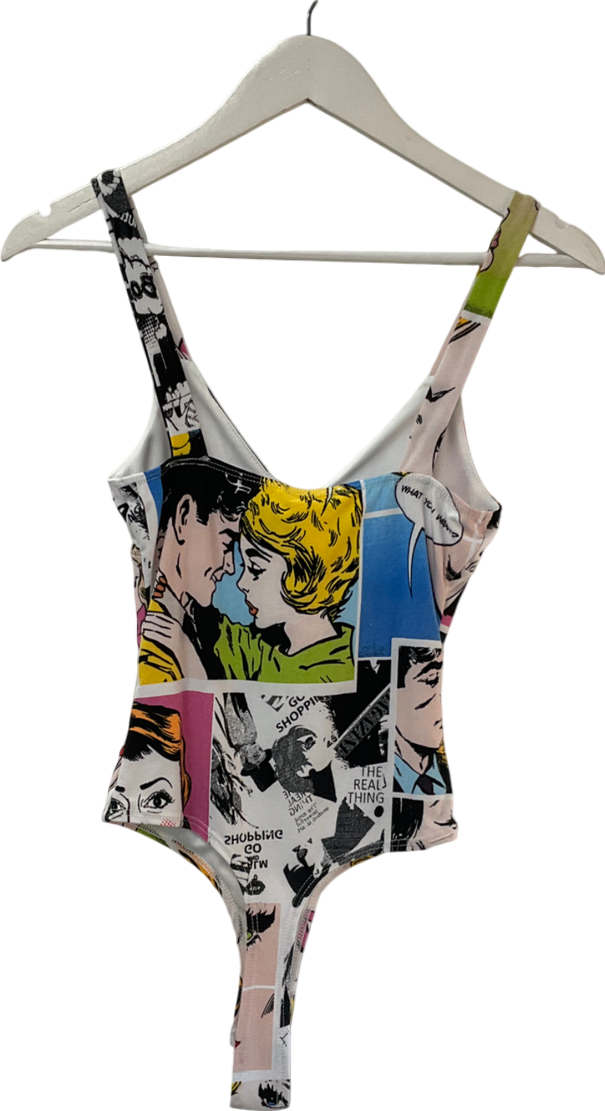 Fashion Nova White Talk To Me Bodysuit UK M