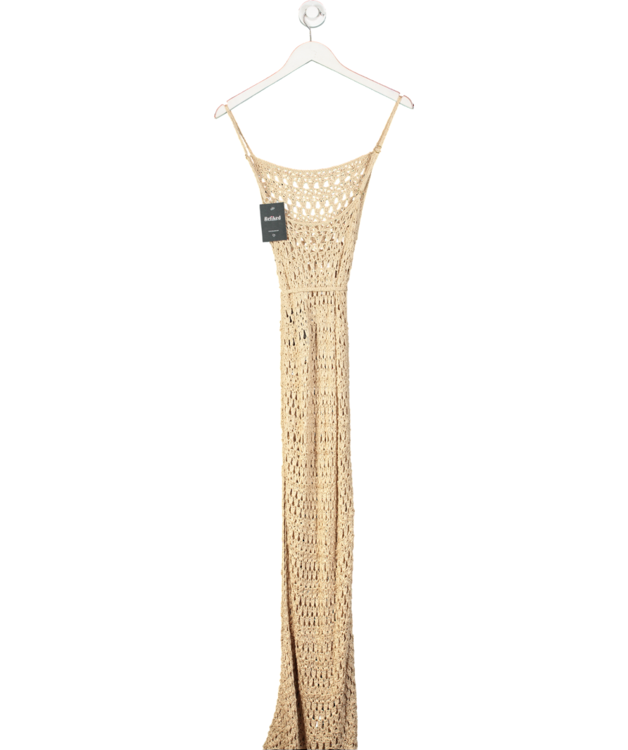 Flook The Label Beige Crochet Maxi Dress UK XS