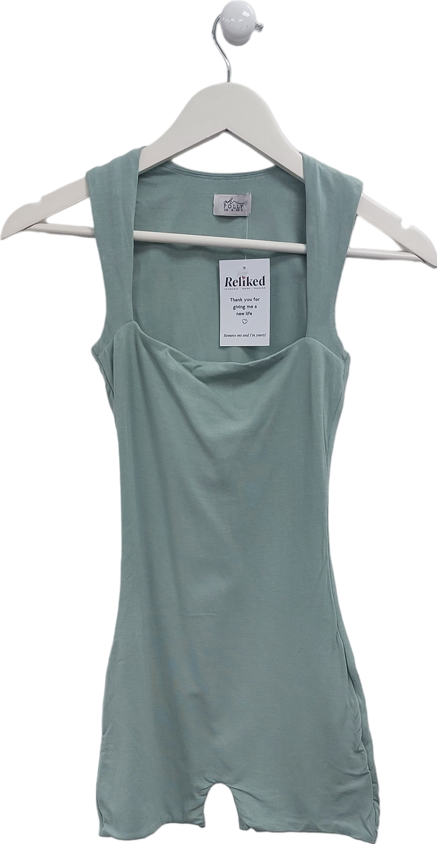 Oh Polly Square Neck Unitard In Bsmboo Green UK 6
