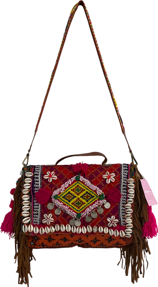 Adorn Accesories Multicoloured Shell Embellished Beaded Cross Body Bag One Size