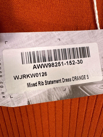 Warehouse Orange Mixed Rib Statement Dress UK S