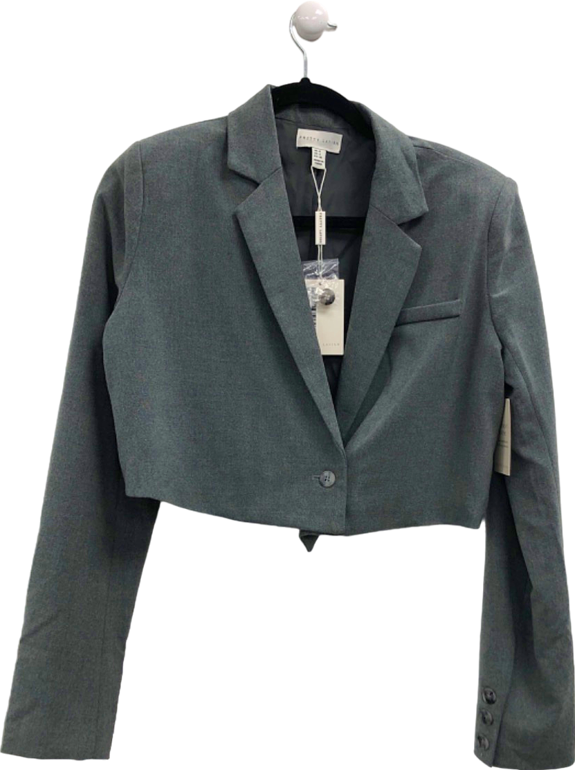 Pretty Lavish Grey Cropped Blazer UK 8