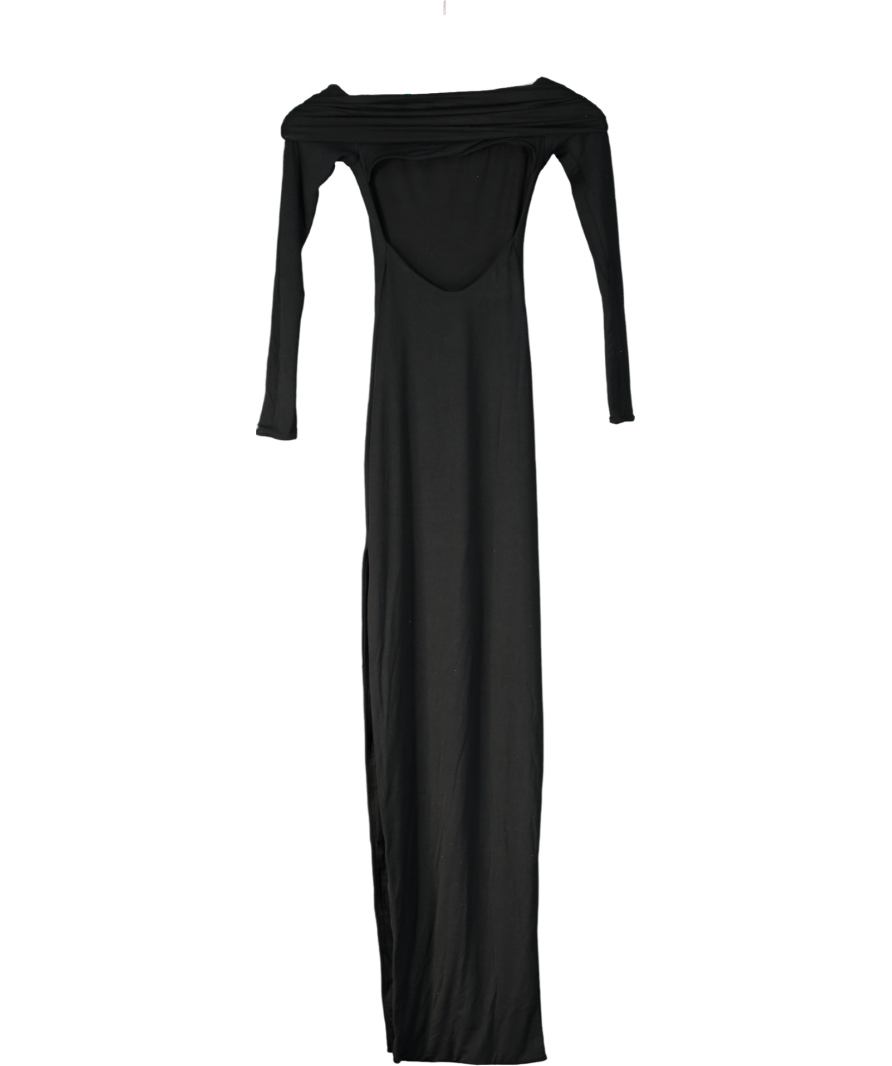 Oh Polly Black Honora Modal Off-shoulder Open-back Maxi Dress UK XXS