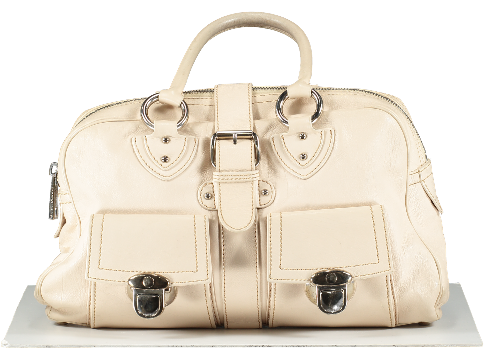 Marc Jacobs Cream Leather 2 Pocket Top Handles Venetia Handbag