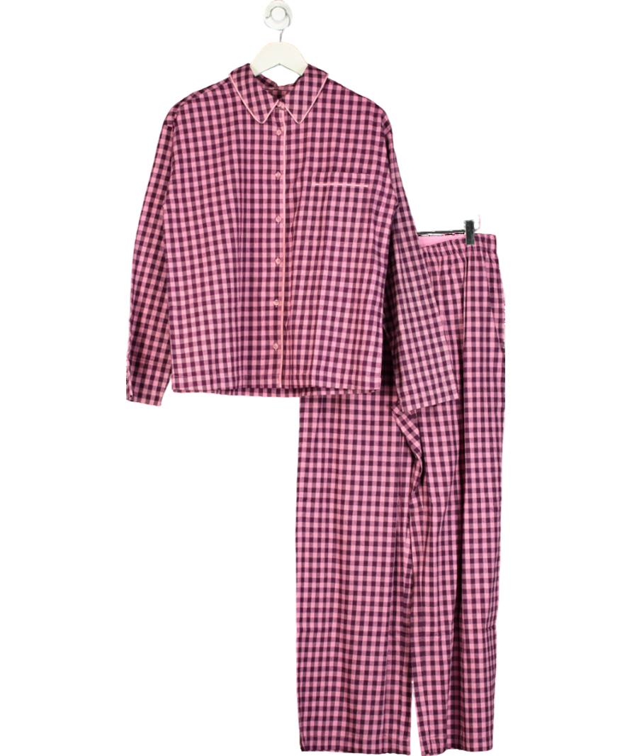 HUSH Pink Luella Cosy Ultra soft Brushed Cotton Viscose Gingham Pyjamas UK M