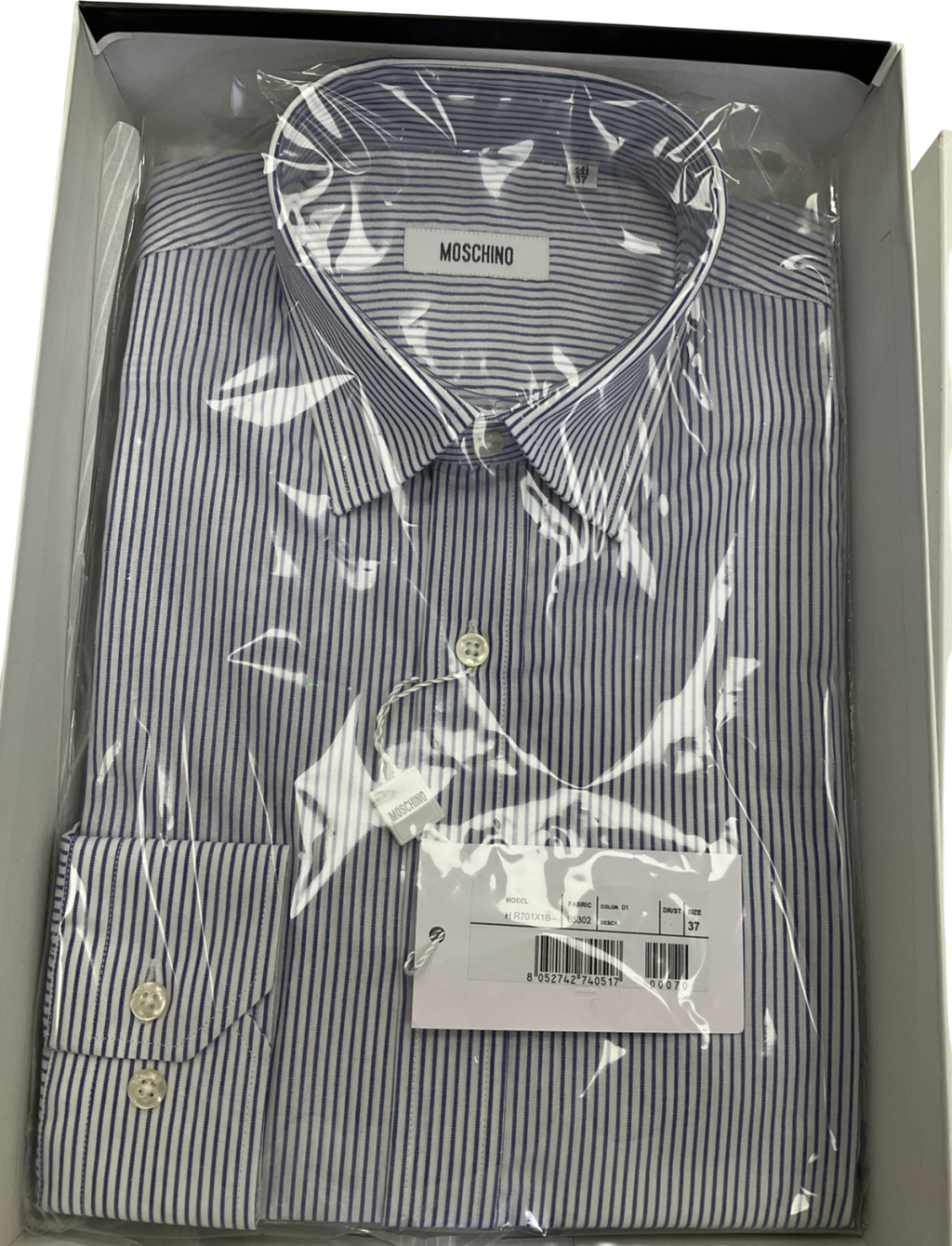 Moschino Blue Striped Cotton Shirt UK S