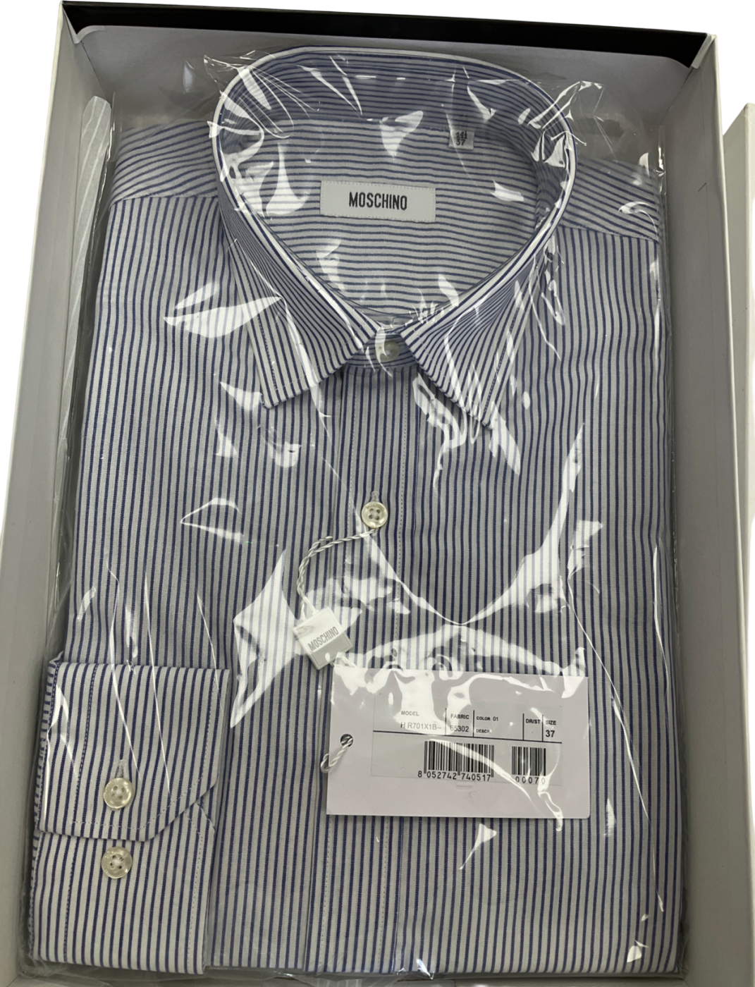 Moschino Blue Striped Cotton Shirt UK S