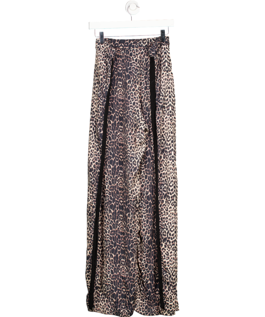 Forever Unique Brown Wide Leg Tailored Leopard Trousers UK 24