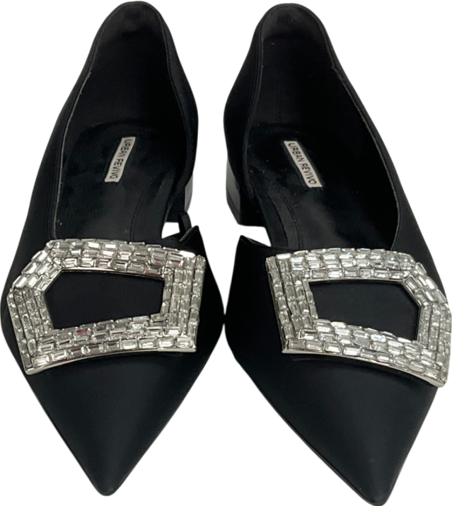 Urban Revivo Black Buckle Decor Flats UK 4 EU 37 👠