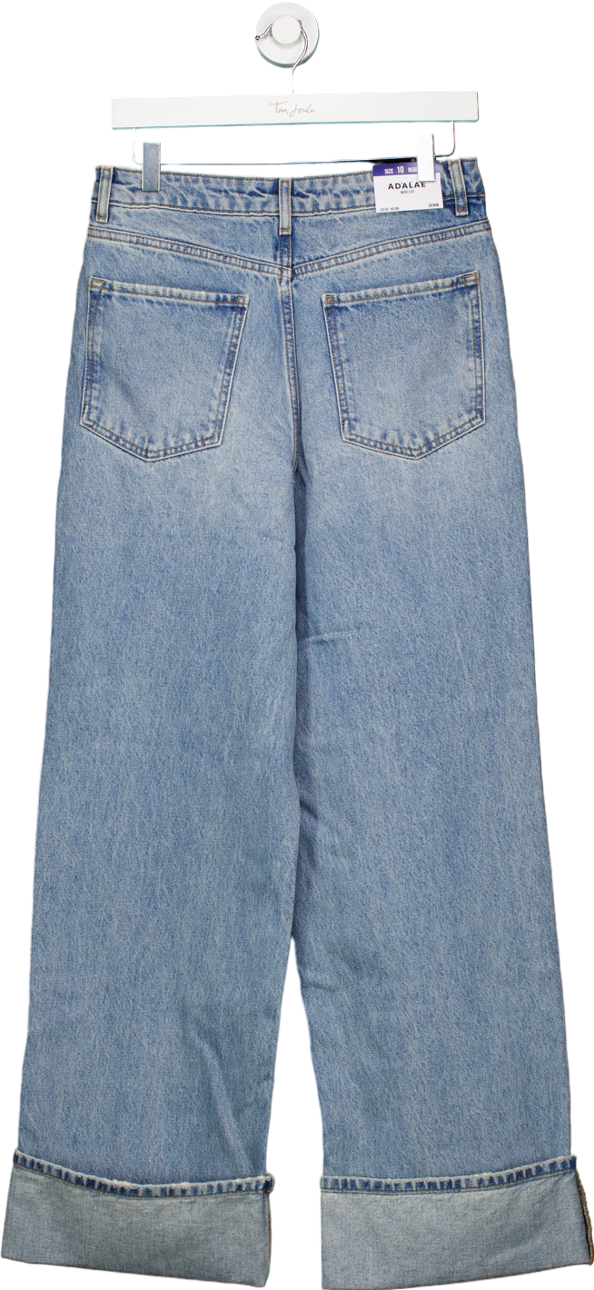 New Look Blue Adalae Wide Leg Turn Up Jeans UK 10