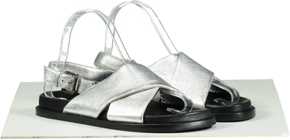 Wyse London London Silver Soft Leather Metallic Sandals EU 37 UK 4