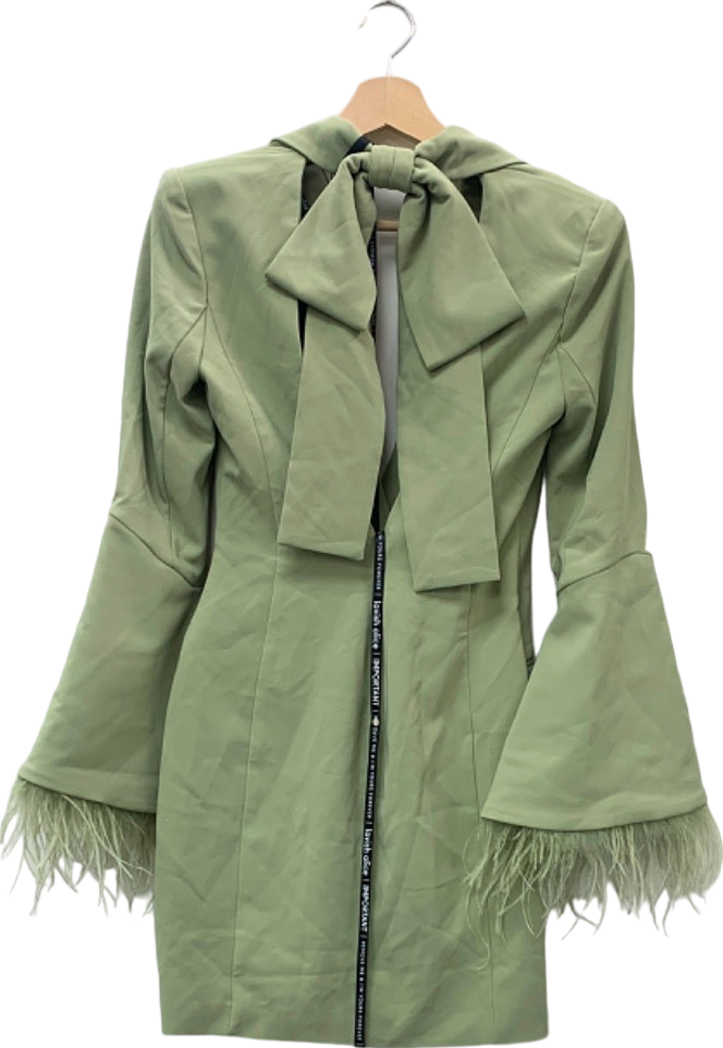 Lavish Alice Sage Fluted Feather Dress Blazer Mini Dress Size UK 6