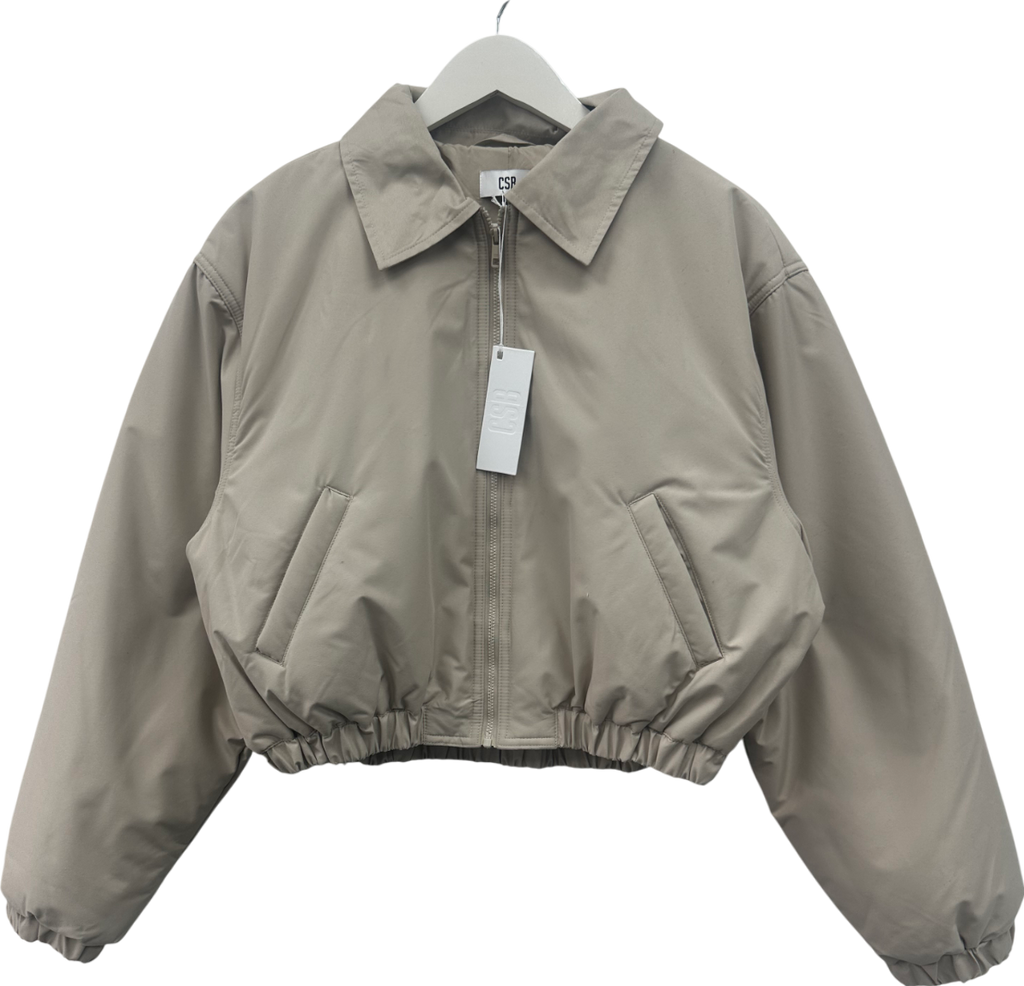 CSB Cream Cropped Oversized Bomber Jacket UK S