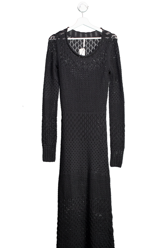 Free People Black Dia Crochet Maxi Dress UK M