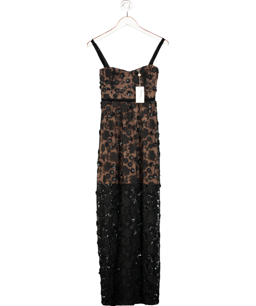 For Love & Lemons Black Beatrice Strappy Maxi Dress UK XS