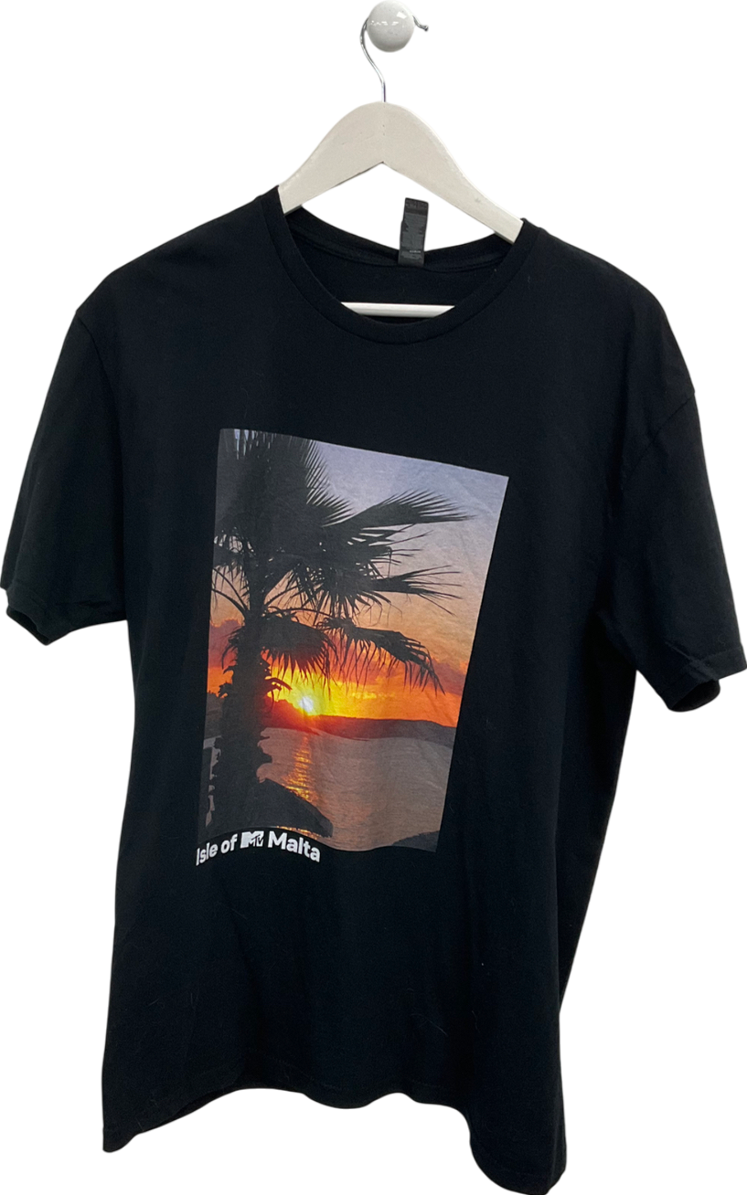 boohooMan Black Oversized Mtv Isle Of Malta T-shirt UK L