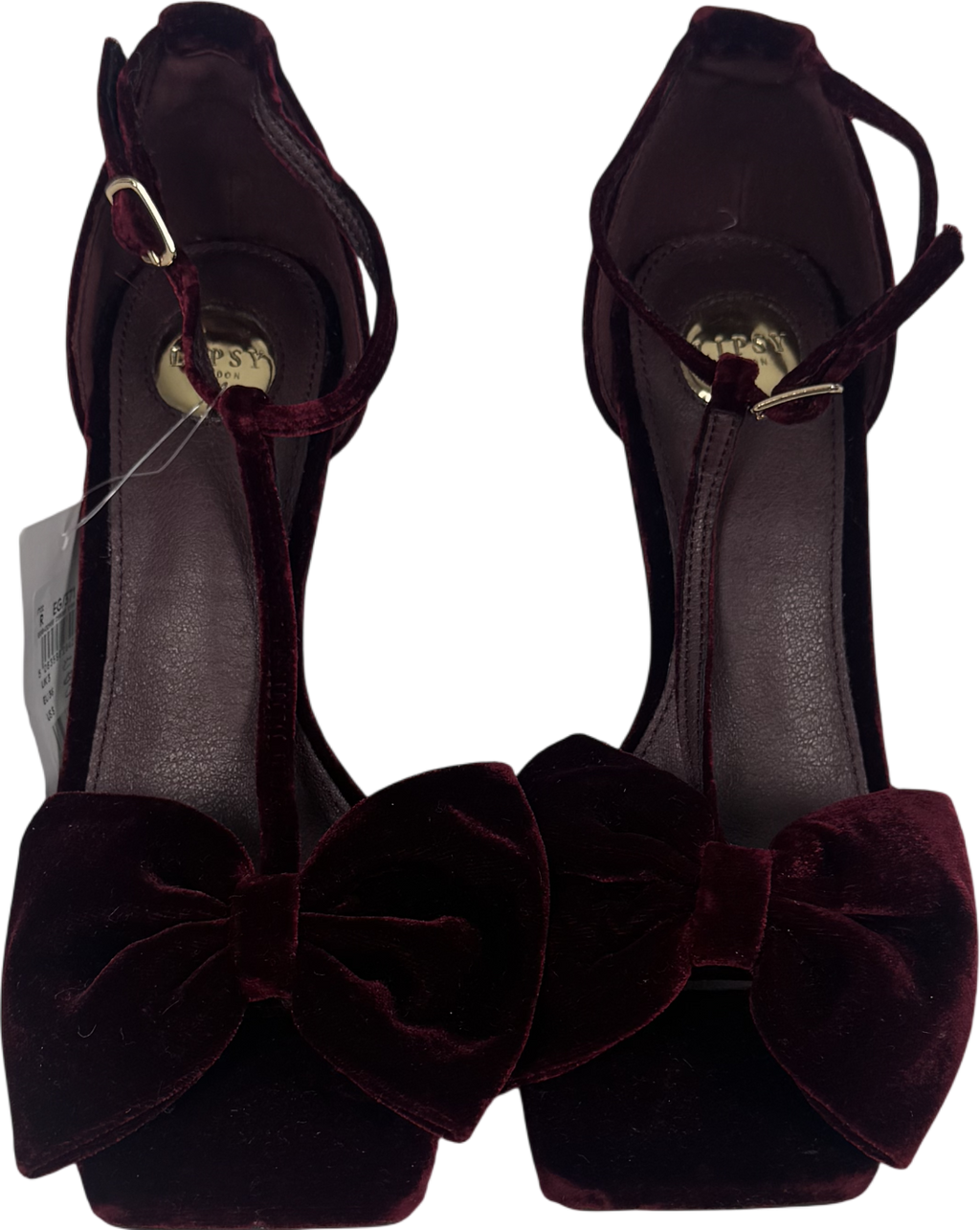 Next Red Velvet Bow Tbar Party Heeled Sandals UK 3 EU 36 👠