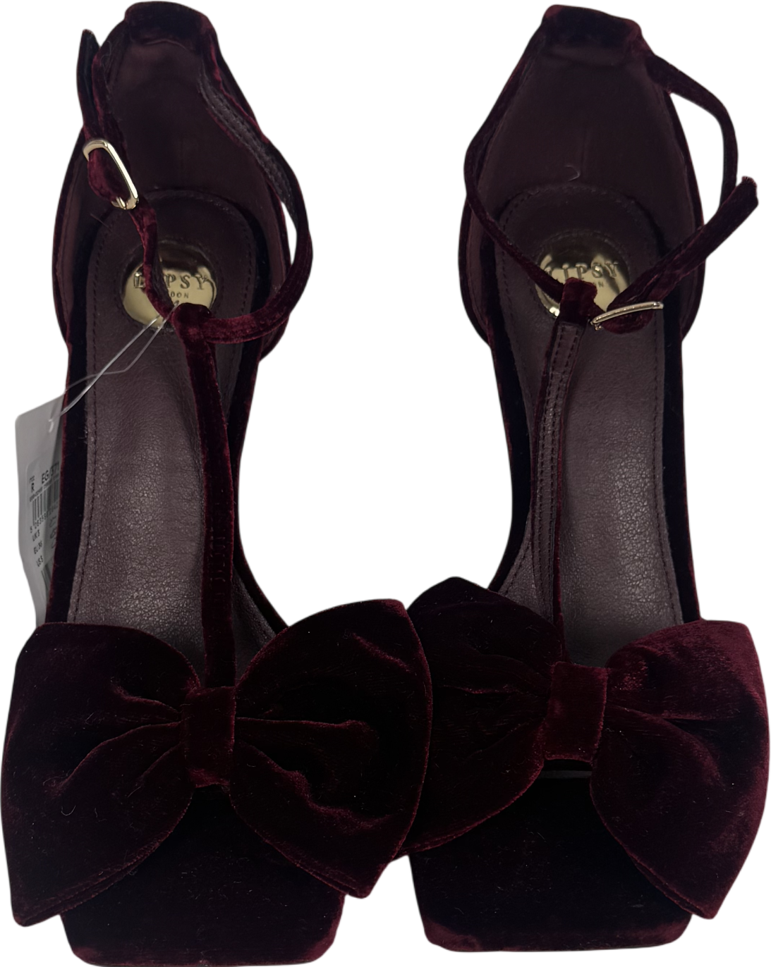 Next Red Velvet Bow Tbar Party Heeled Sandals UK 3 EU 36 👠