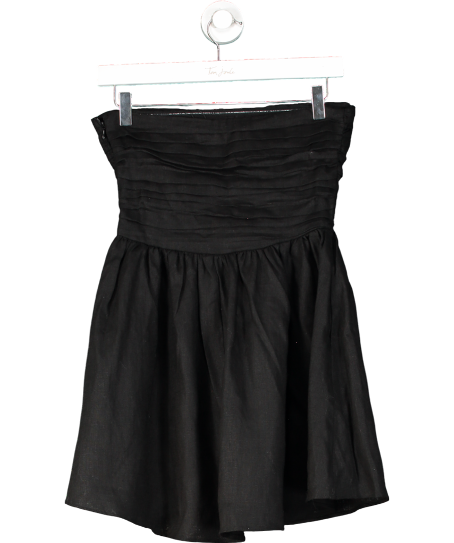 VRG GRL Black Strapless Linen Mini Dress UK 6