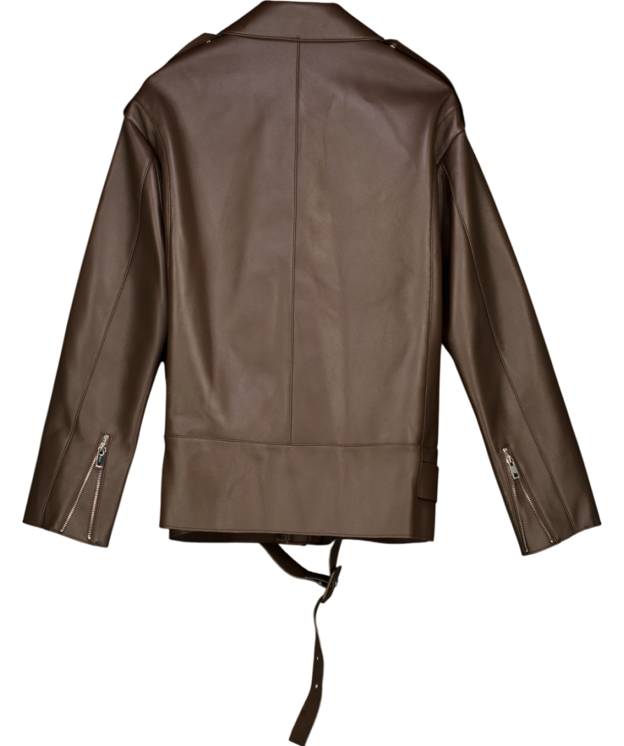 JANE & TASH Brown Leather Aviator Jacket UK M