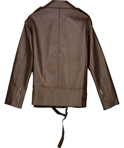 JANE & TASH Brown Leather Aviator Jacket UK M