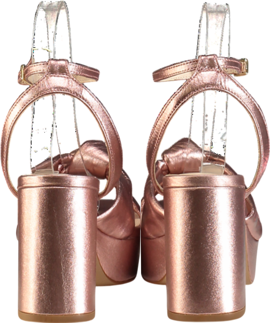 Anthropologie Metallic Rose Gold Knot Platform Heeled Sandals UK 5 EU 38 👠