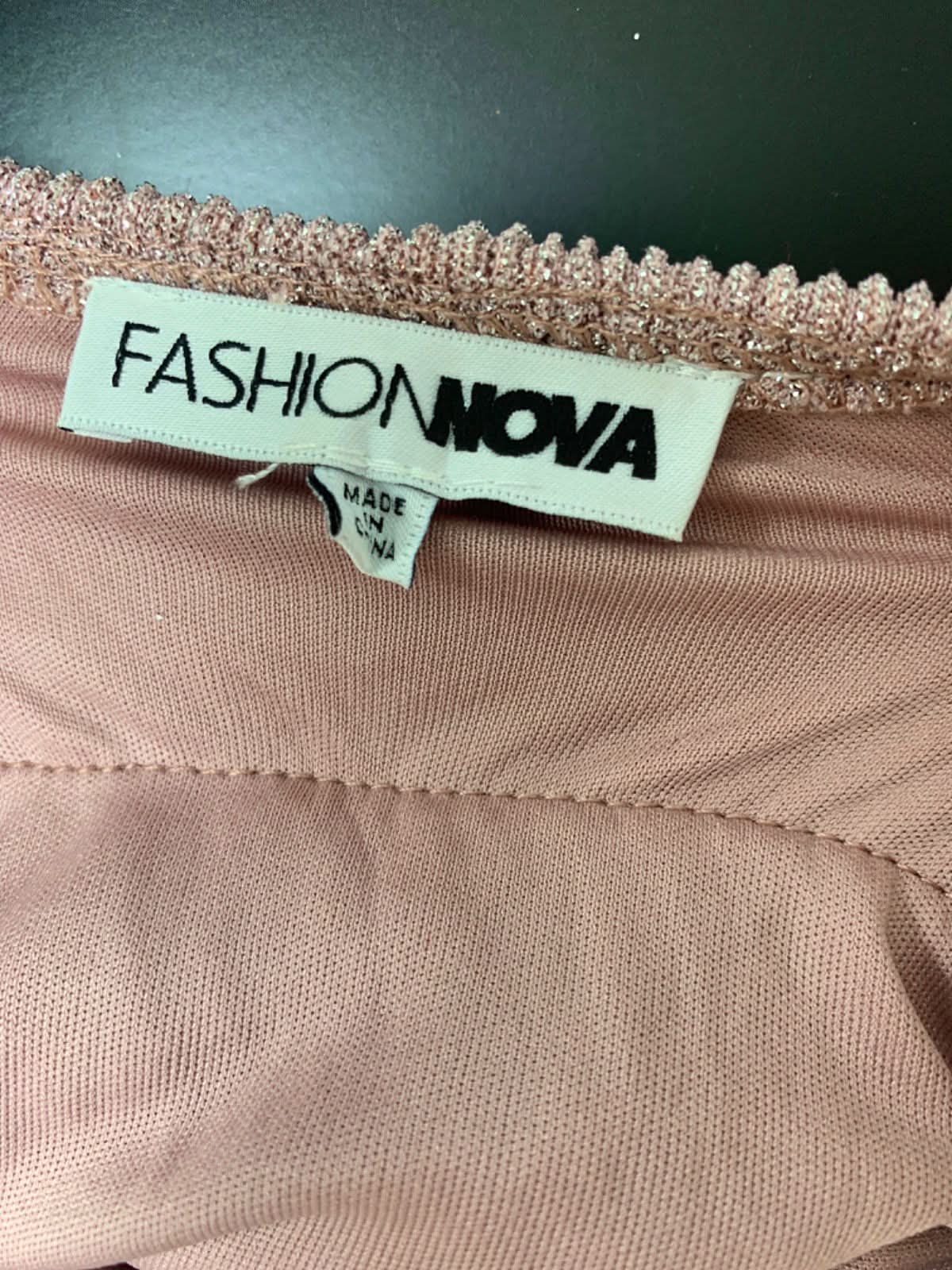 Fashion Nova Rose Gold Tiered Mini Dress XS