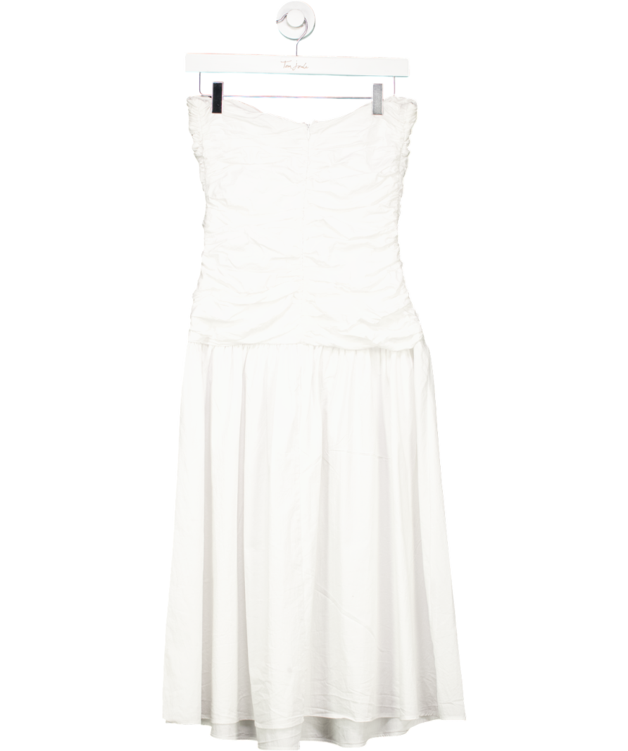MANGO White Draped Dress With Metallic Detail UK 8