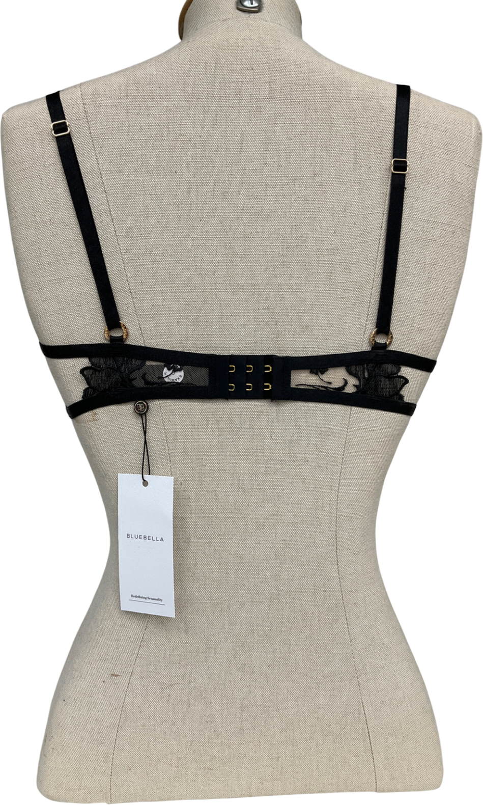 Bluebella Yvette Embroidered Sheer Bra Black UK 34C