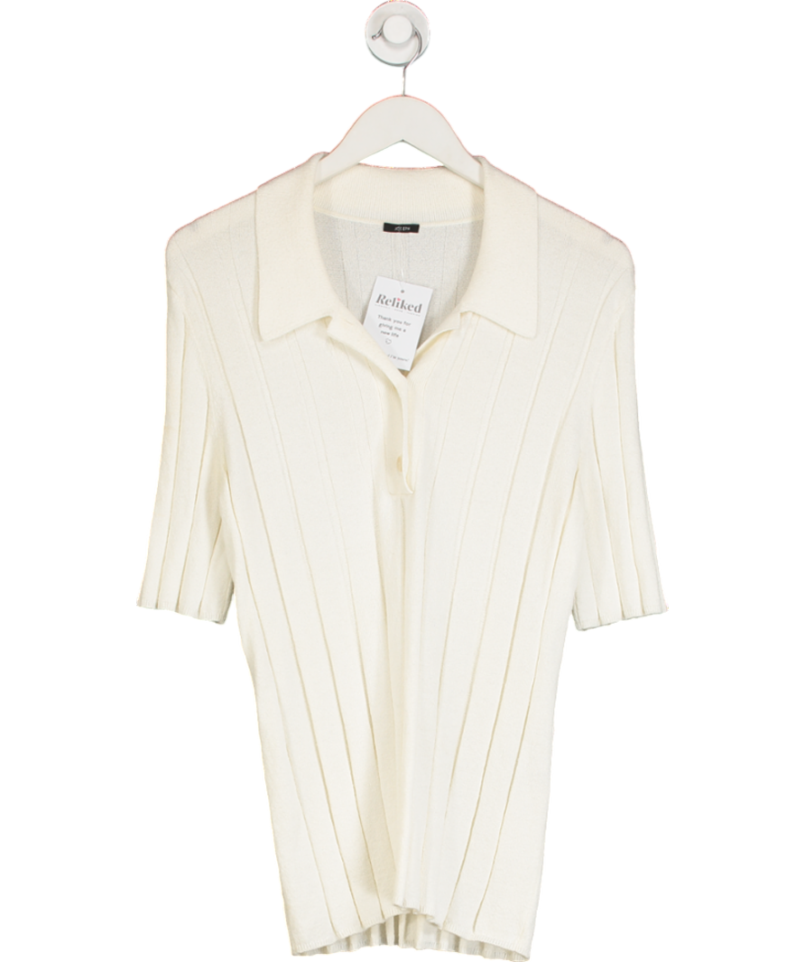 Joseph Cream Textured Rib Polo Top UK M
