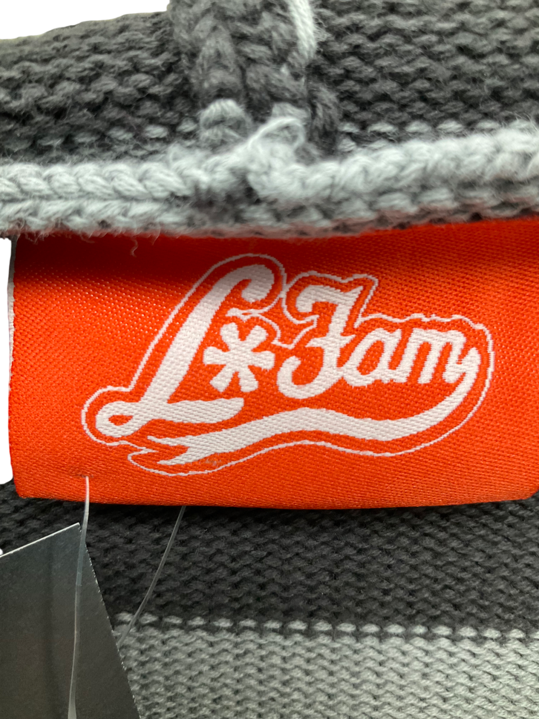 La Fam Grey Striped Knitted Hoodie UK L